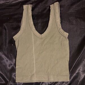 Rue21 Khaki Ribbed V-Neck Tank Top